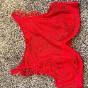Victoria’s Secret bright red lace high neckline bra wire cup 32D